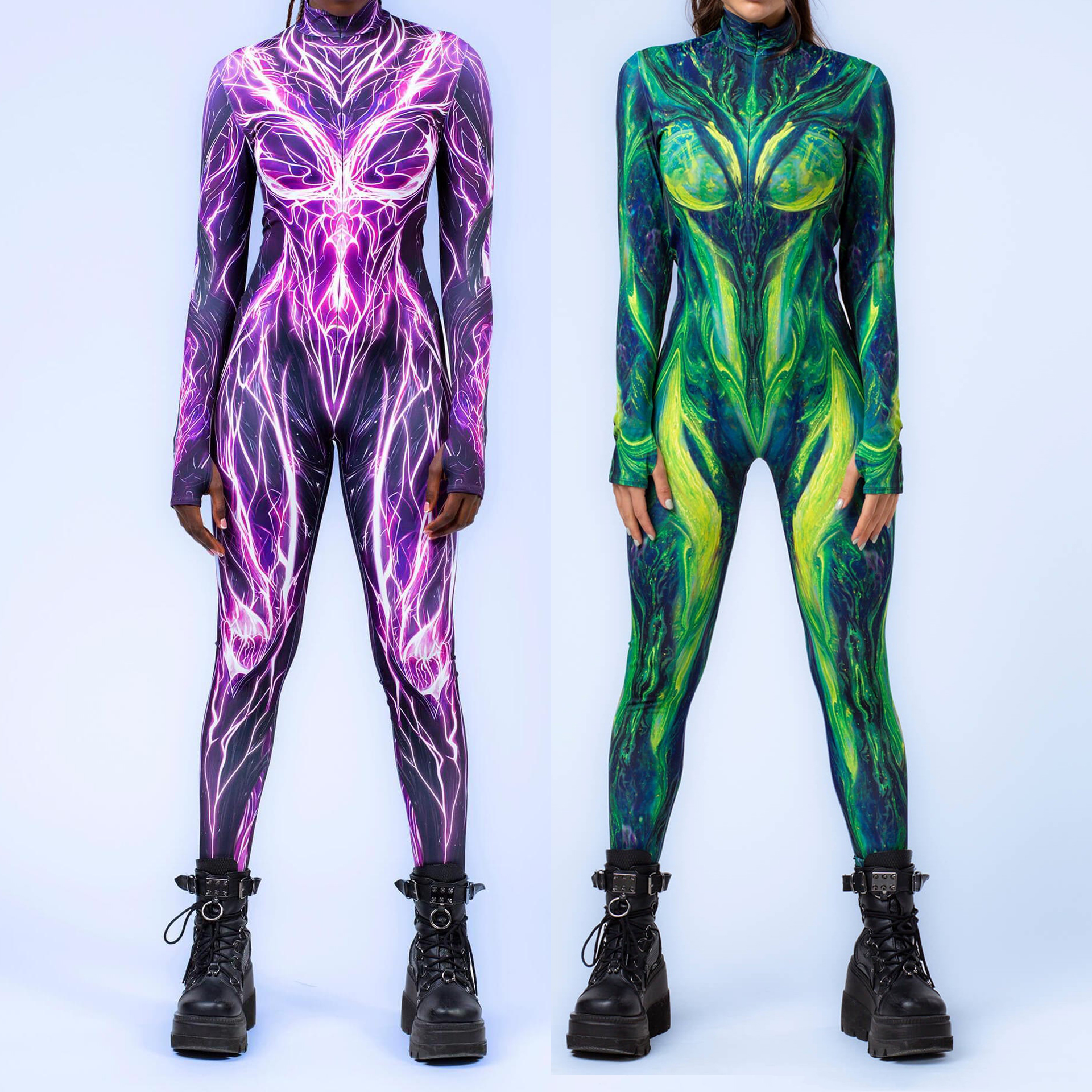 Herbal Yoga - Women Cool Cyber Cosplay Jumpsuit Punk