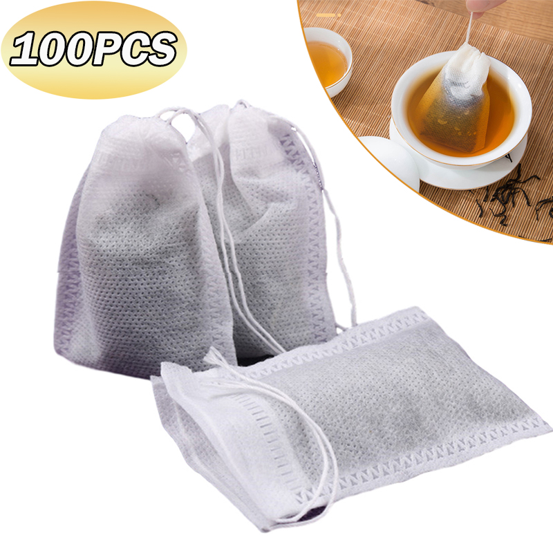 100Pcs Disposable Teabags Non- - Herbal Wellness Products avaliação e preço