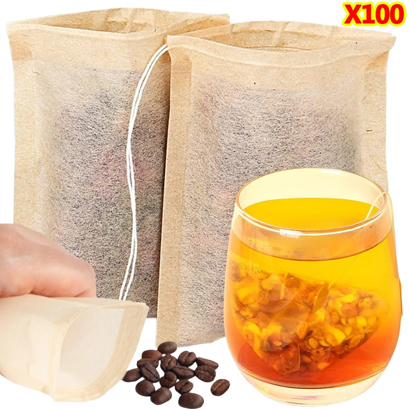 100Pcs Teabags with Drawstring - Herbal Wellness Products avaliação e preço
