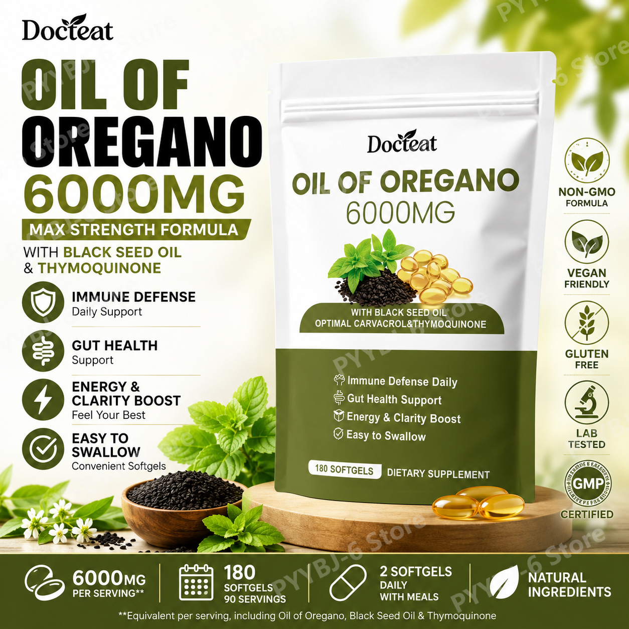 Oregano Oil Softgels with Blac - Herbal Wellness Formula avaliação e preço