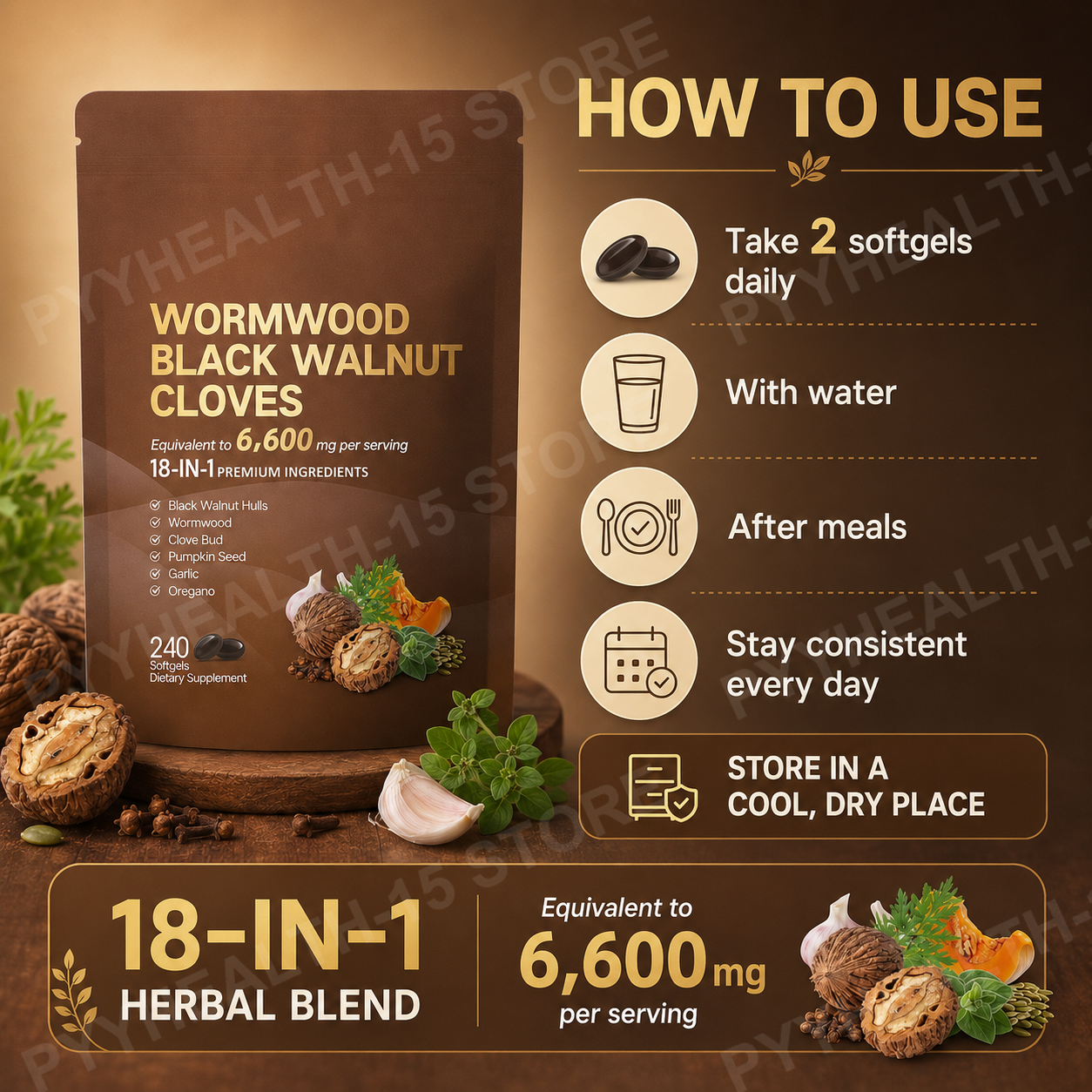 18-in-1 Wormwood Black Walnut  - Herbal Wellness In avaliação e preço