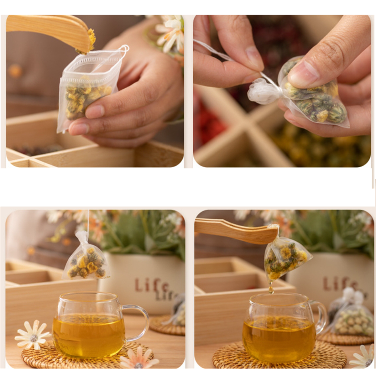 100pcs Tea Bags Nylon Food Gra - Herbal Wellness Products avaliação e preço