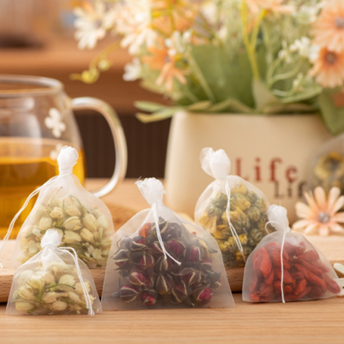 100pcs Tea Bags Nylon Food Gra - Herbal Wellness Products avaliação e preço